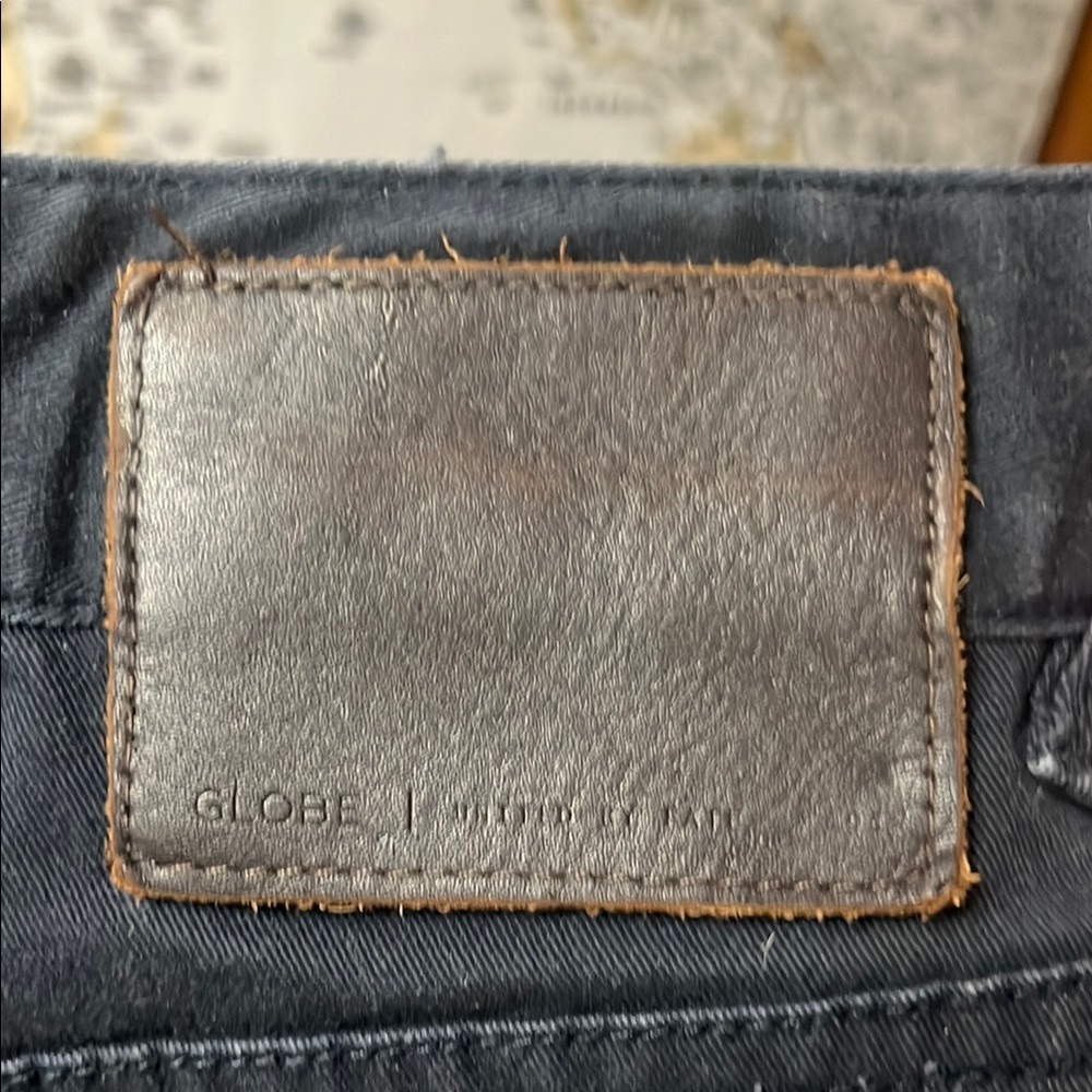 33X32 Globe Navy Denim with Leather Patch
